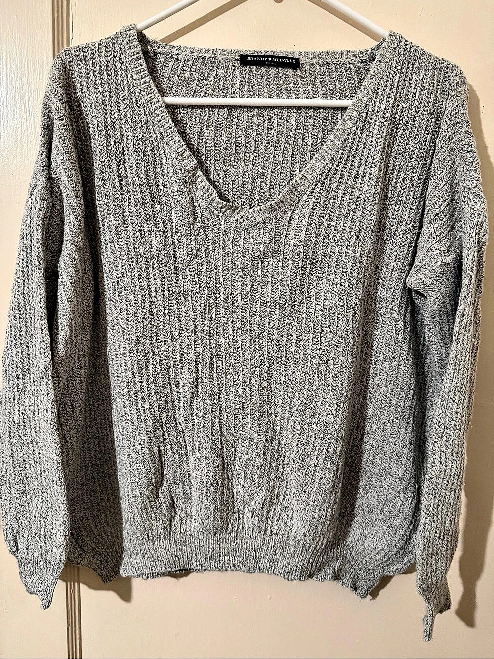 Brandy Melville Gray V-Neck Sweater